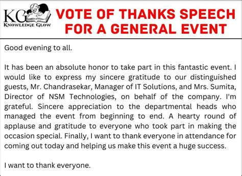 Vote of Thanks Speech in English | Knowledge Glow