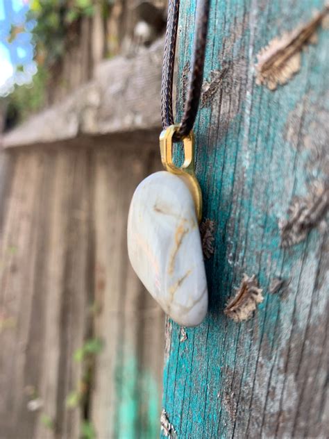 Natural Tumbled & Polished Stone Pendant Necklace | Etsy