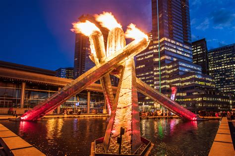 Lit Vancouver Olympic Cauldron Winter 2018