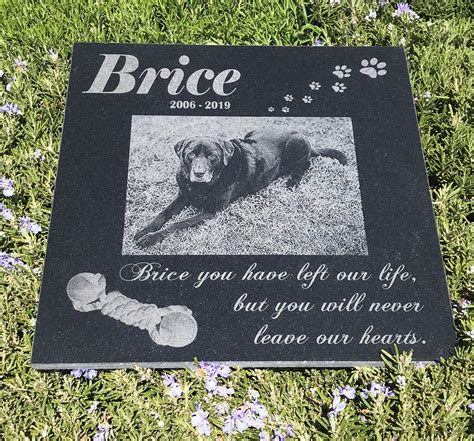 Custom Design 12x12 Engraved Granite Pet Memorial Garden Stone ...