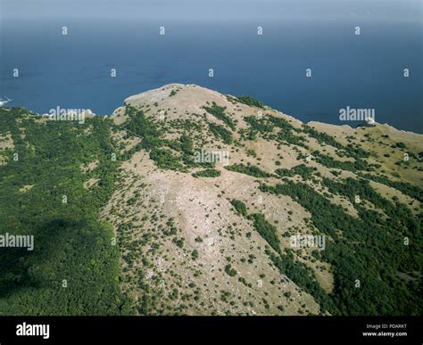 Aerial view mountains and sea from drone Stock Photo - Alamy