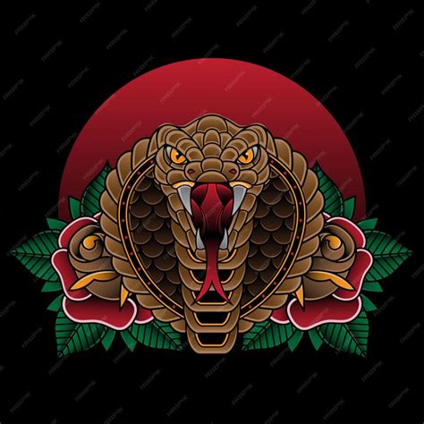 Traditional king cobra head tattoo | Premium AI-generated vector