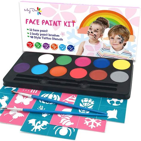 Face Painting Kit for Kids with 12 Safe and Non-Toxic Water Based Face ...