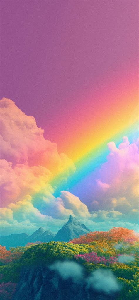 Rainbow in Pink Sky Wallpaper - Aesthetic Rainbow Wallpaper HD