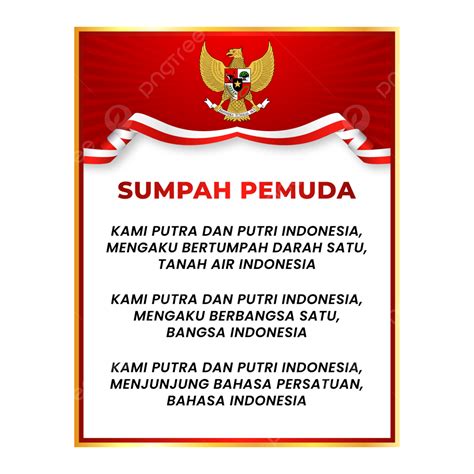 Teks Sumpah Pemuda Dengan Bingkai Emas Dan Pancasila PNG , Sumpah ...