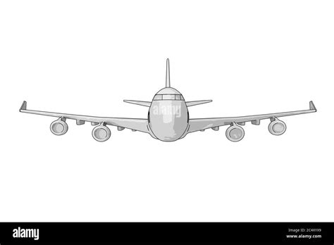 Sketch of Passenger Airplane Pencil Drawing on a white background. 3d ...