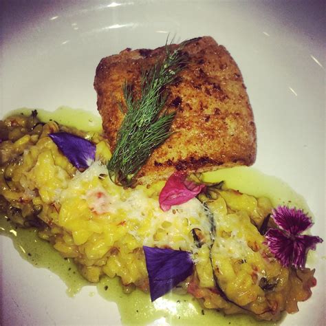 Corvina sea bass with saffron risotto, dill, tomato concas… | Flickr