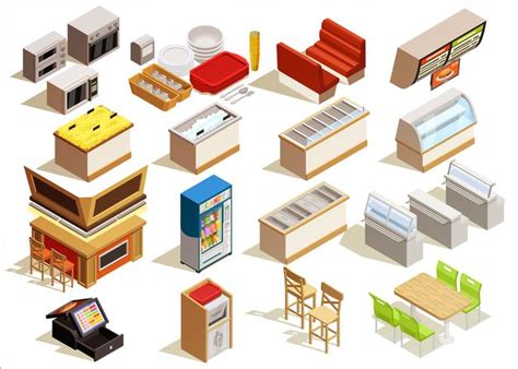 Fast Food Furniture Set 476150 Vector Art at Vecteezy