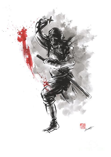 Ninja - Dark Warrior Painting by Mariusz Szmerdt