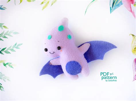 Felt Pterodactyl Dinosaur Toy Sewing Pdf Pattern, Cute Dinosaur Sewing ...