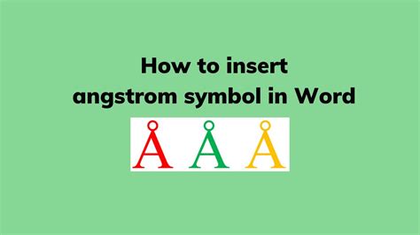 How to insert angstrom symbol in Word - YouTube