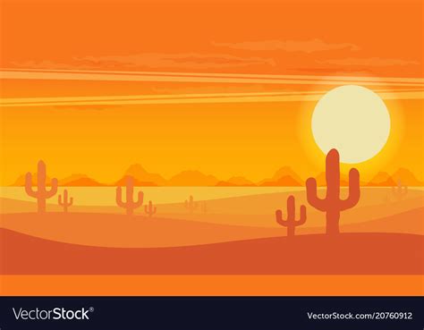 Western desert landscape at sunset Royalty Free Vector Image