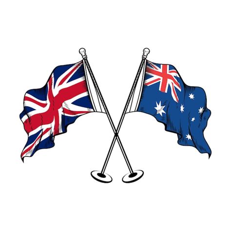 Premium Vector | Vector uk and australia cross flag on the flagpole ...