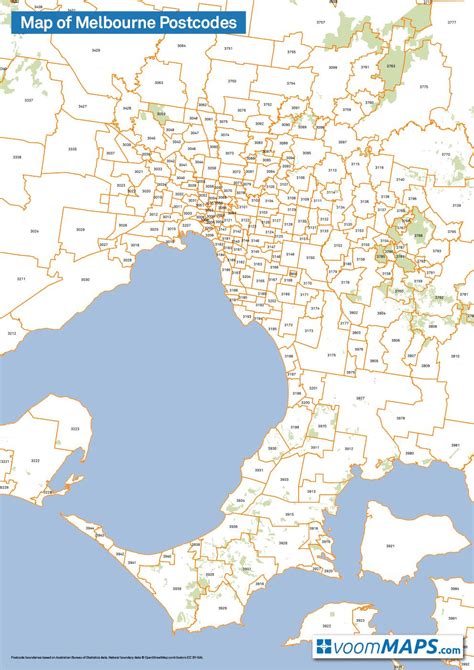 Melbourne postcode map - Map of Melbourne postcodes (Australia)