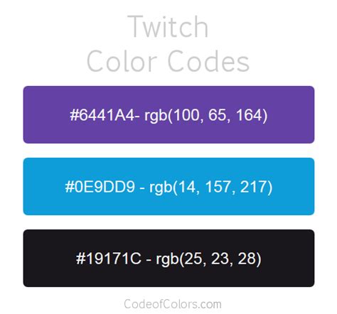 Twitch Colors - Hex and RGB Color Codes