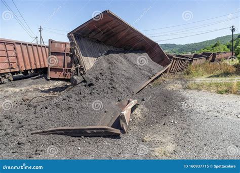 Freight train derailment stock image. Image of outside - 160937715