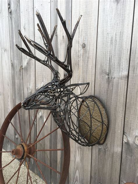 metal deer head sculpture faux taxidermy | Metal tree wall art, Scrap ...