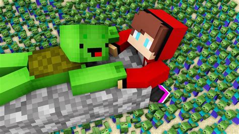 How JJ & Mikey Escaping from a Zombie Apocalypse in Minecraft Maizen ...