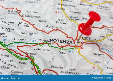 Potenza Pinned on a Map of Italy Stock Photo - Image of italy, guidance ...