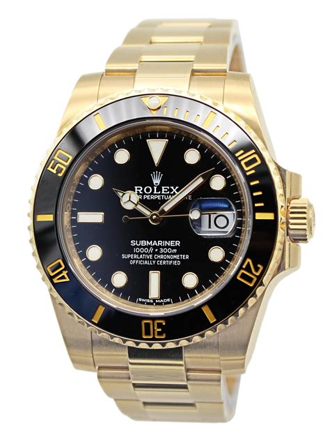 Rolex Submariner Date 116618LN Black Dial 18k Yellow Gold 40mm - Luxury ...