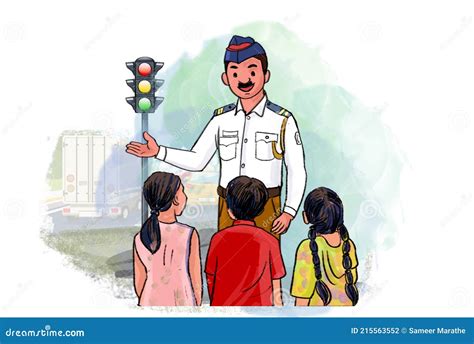 Indian Traffic Police Clipart Cartoon