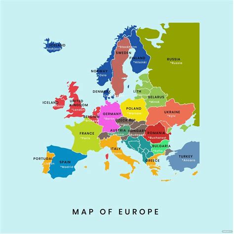 Map Of Europe And Capitols - Fall Colors 2024