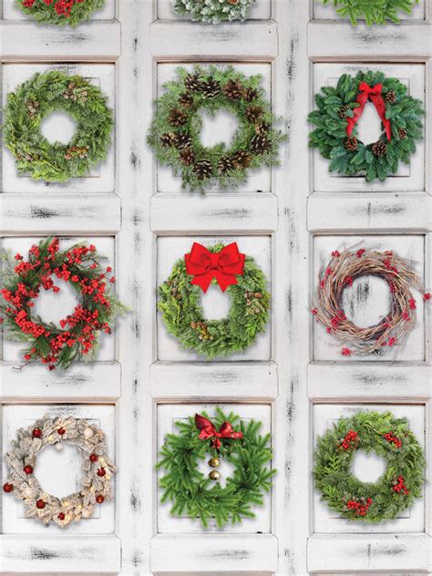 Christmas Wreath Wall Printed Photo Backdrop - Denny Manufacturing