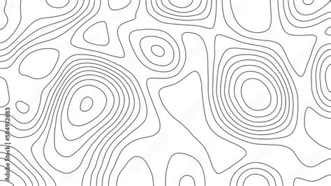 Abstract animated outline topographic map. Moving waves on white ...