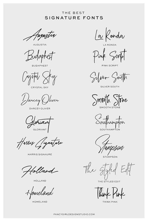 The Best Signature Fonts - Fancy Girl Designs | Signature fonts, Cool ...