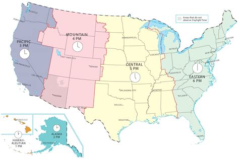 United States Map With Time Zones Printable