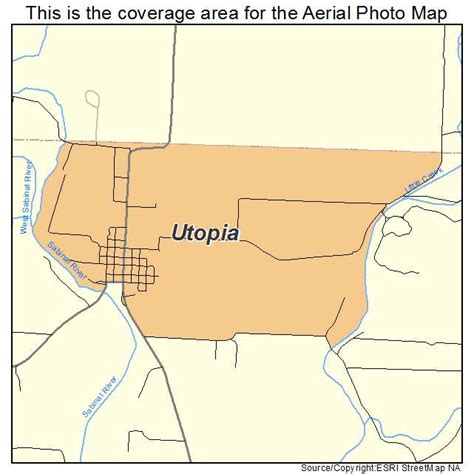 Aerial Photography Map of Utopia, TX Texas