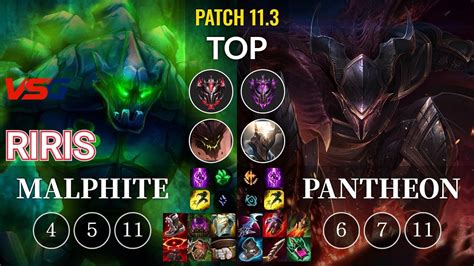 VSG Riris Malphite vs Pantheon Top - KR Patch 11.3 - YouTube