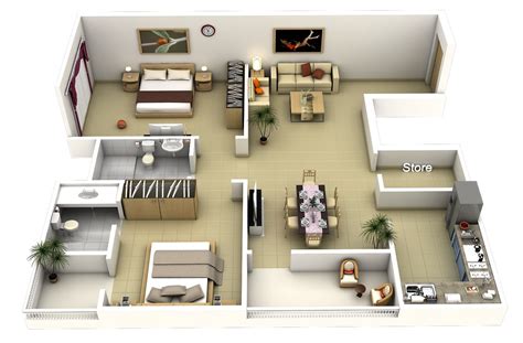 50 Two "2" Bedroom Apartment/House Plans | Architecture & Design