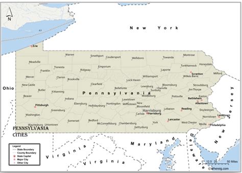 Map of Cities in Pennsylvania, List of Pennsylvania Cities by ...