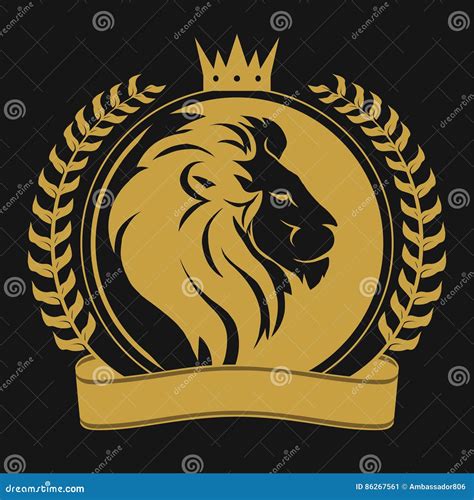 Lion Head With Crown Logo Cartoon Vector | CartoonDealer.com #86267561