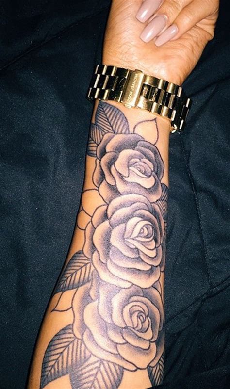 Flower tattoos on arm with names | Up Forever