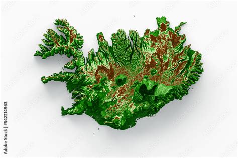 Iceland Topographic Map 3d realistic map Color 3d illustration Stock ...