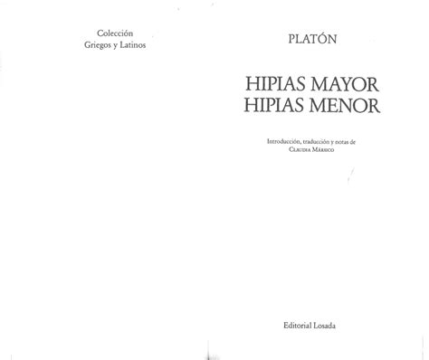 (PDF) Platón, Hipias Mayor–Hipias Menor, Buenos Aires, Losada, 2011 ...