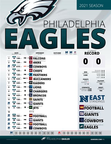 Printable Eagles Schedule 2022-2023