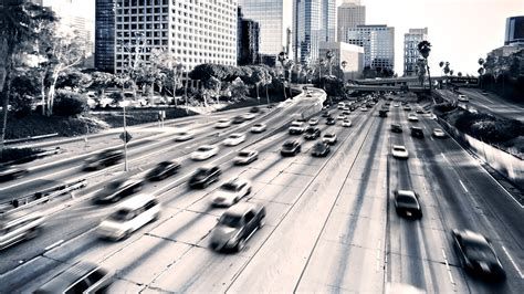 Wallpaper : highway, cars, city, traffic, buildings, black white ...