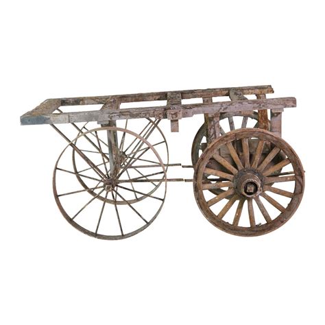 Antique Wooden Wagon Wheel Base Factory Cart Table | Olde Good Things