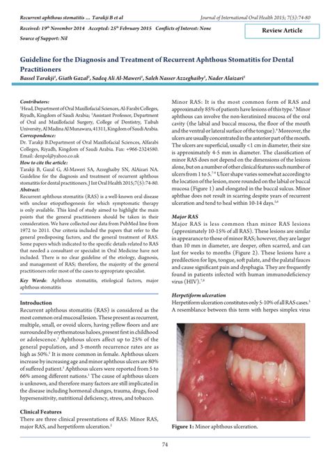 Aphthous Stomatitis Treatment