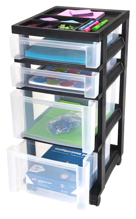 Iris 4-Drawer Storage Cart with Organizer Top