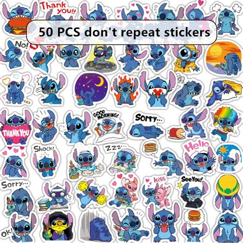 50Pcs-Disney-Classics-Lilo-Stitch-Stickers-Cute-Cartoon-pvc-Sticker ...