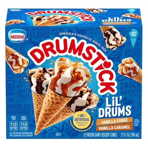 Drumstick Lil' Drums Fudge and Caramel Sundae Ice Cream Cones, 12 Ct ...