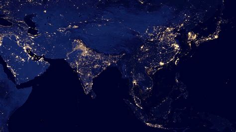 4K, Asia, Korean, Earth, satellite imagery, India, Japan, city lights ...