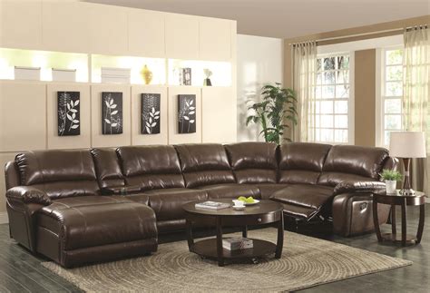 Contemporary Brown Leather Air 4Pc Reclining Sectional W/Chaise ...