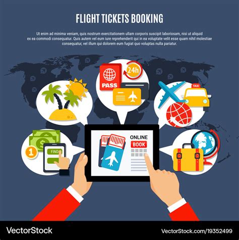 Flight tickets online booking poster Royalty Free Vector