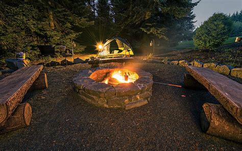 Firepit at backyard campground - Paradise Restored Landscaping