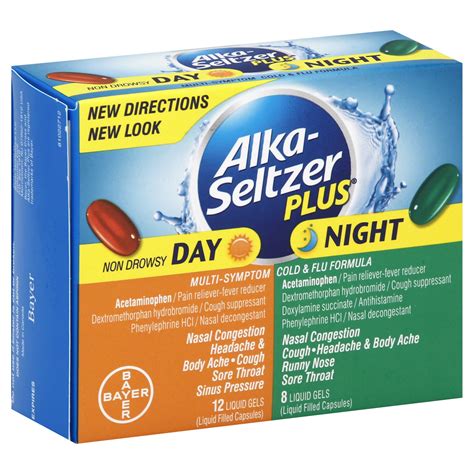 Alka-Seltzer Plus Multi-Symptom Cold & Flu Formula, Day/Night, Liquid ...